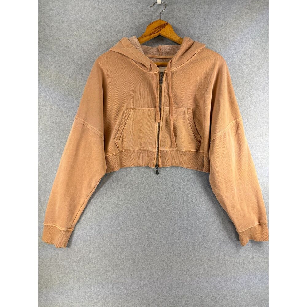 Aeropostale Women’s XL Tan Brown Cropped Full Zip Hoodie Fleece 3704